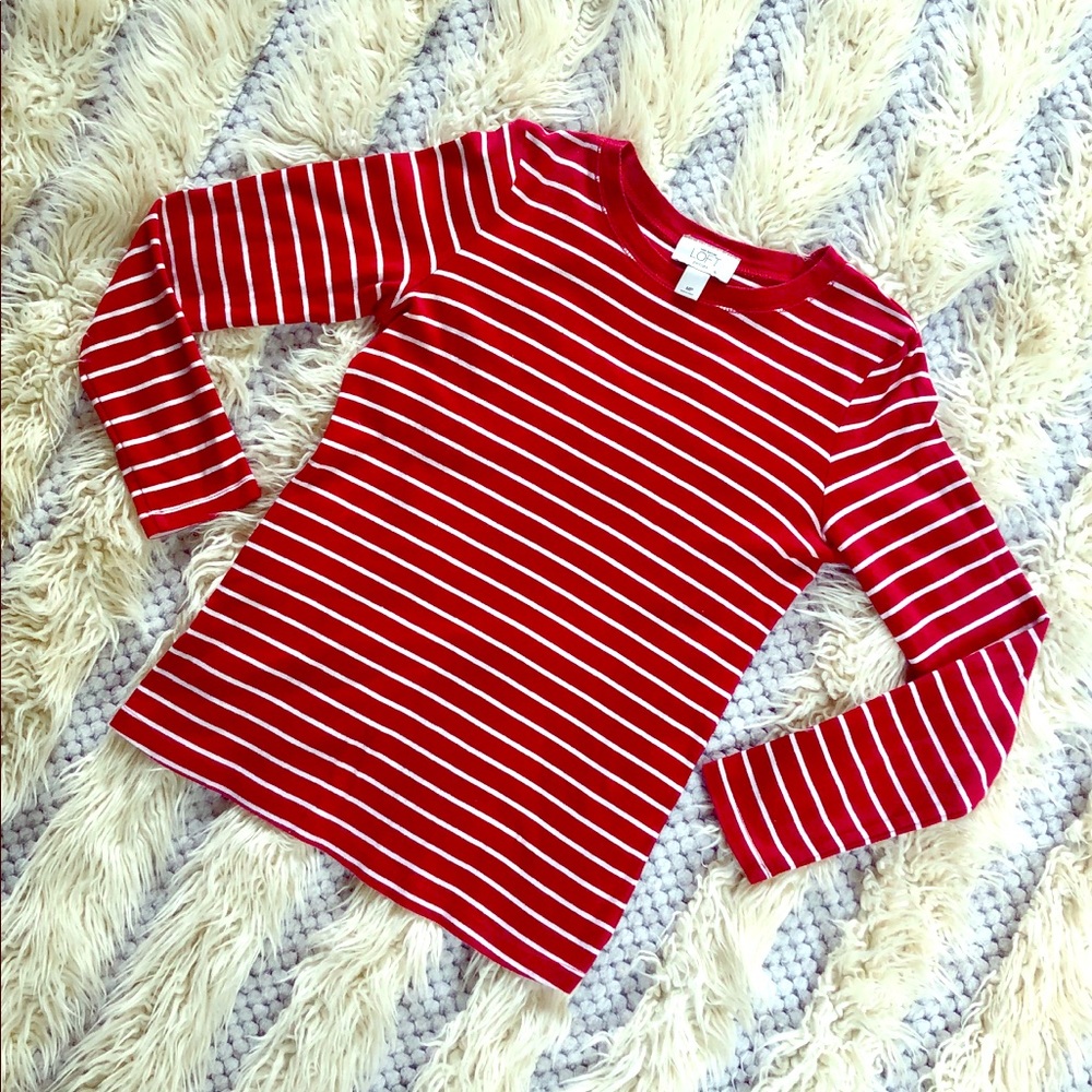 Ann Taylor LOFT adorable red and white shirt!